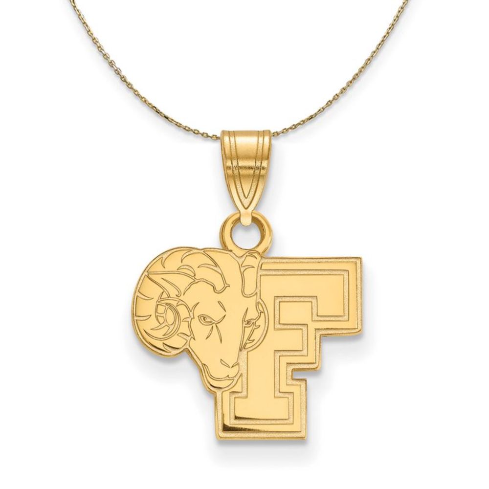 14k Yellow Gold Fordham U Rams Small Logo Necklace - 24 Inch